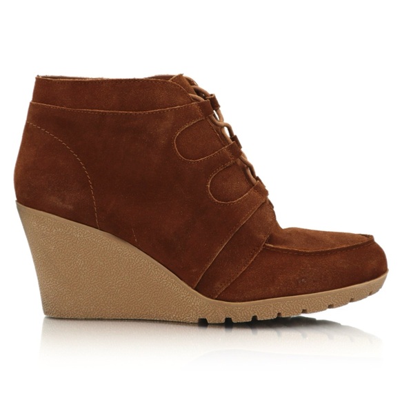 MIA Berdina Brown Suede Lace-Up Wedge Ankle Booties Women’s Size 11M Boho Casual - Picture 3 of 10